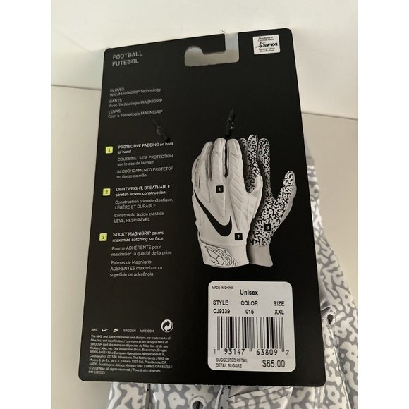 Nike Superbad 5.0 Football Gloves Wolf Grey/White CJ9339-015 Size 2XL - Picture 3 of 3